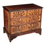 A DUTCH MARQUETRY CHEST OF DRAWERS
