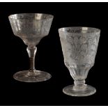 TWO BOHEMIAN WINE GLASSES