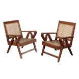 PIERRE JEANNERET (1896-1967) FOR CHANDIGARH: A PAIR OF TEAK ARMCHAIRS PJ-010705