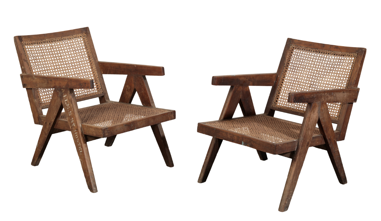 PIERRE JEANNERET (1896-1967) FOR CHANDIGARH: A PAIR OF TEAK ARMCHAIRS PJ-010104T