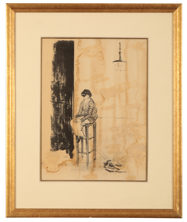 ETHEL GABAIN (1883-1950) 'A Lady and her Knitting' - Bild 2 aus 4