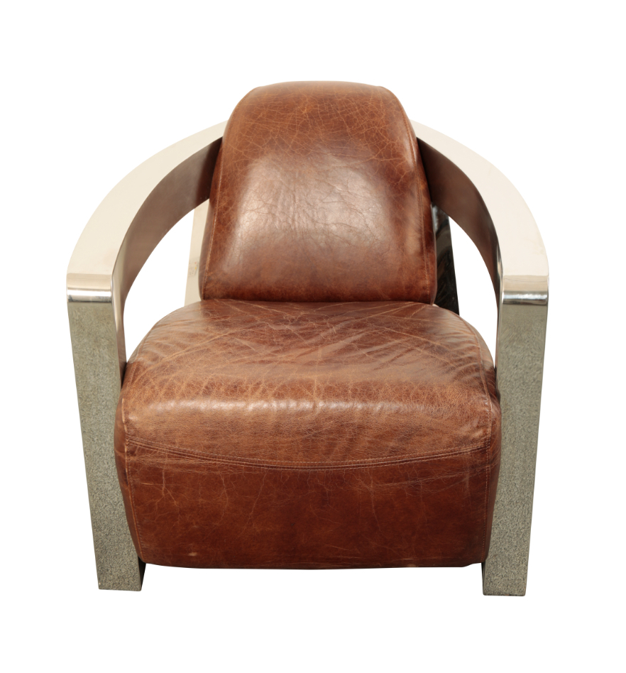 A CHROME AND LEATHER 'AVIATOR' ARMCHAIR - Image 2 of 3