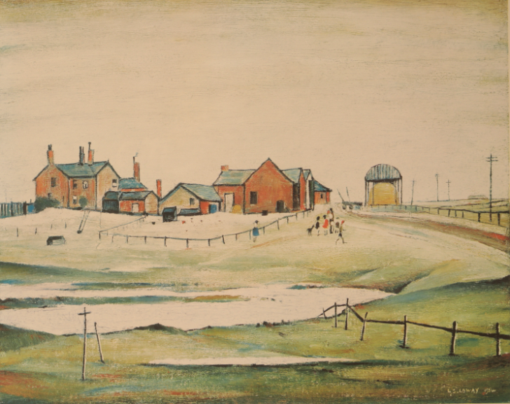 *LAURENCE STEPHEN LOWRY (1887-1976) 'Landscape with farm buildings'