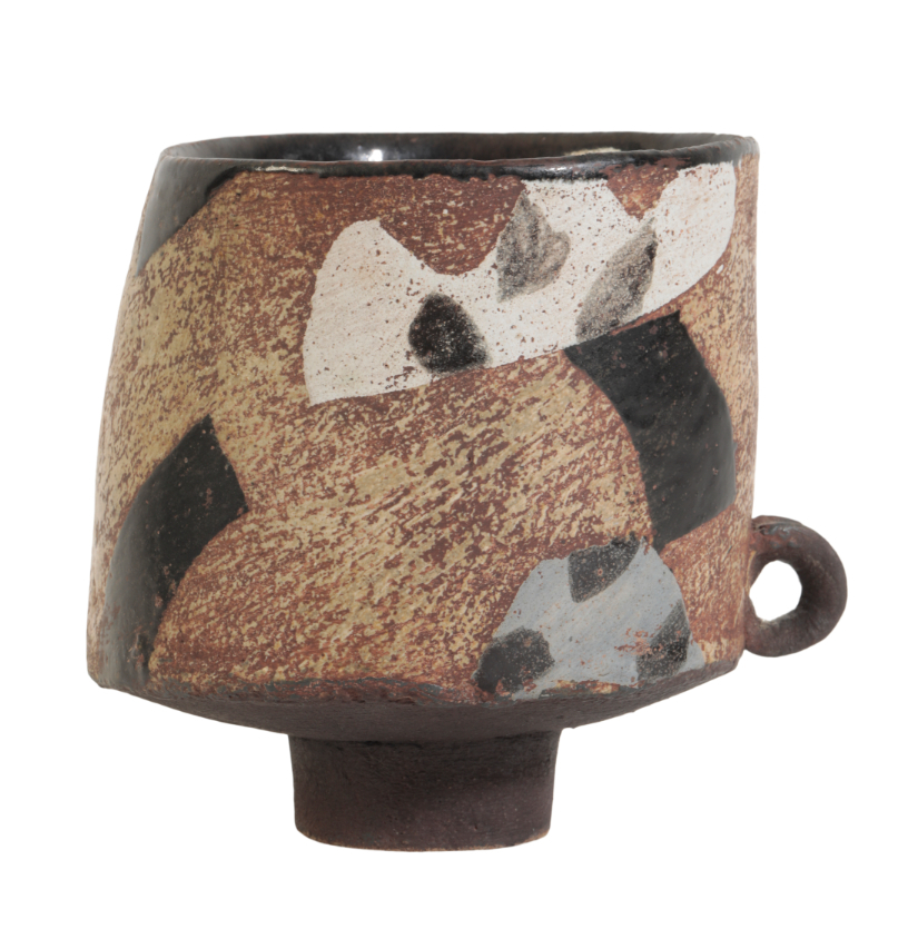 *JOHN MALTBY (1936-2020) A HAND-BUILT STONEWARE FOOTED CUP VESSEL