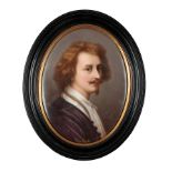 A 19TH CENTURY CONTINENTAL PAINTED PORCELAIN OVAL PLAQUE