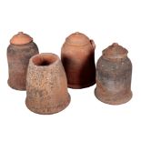A GROUP OF FOUR TERRACOTTA RHUBARB FORCERS