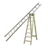 A VINTAGE GREEN-PAINTED STEP LADDER