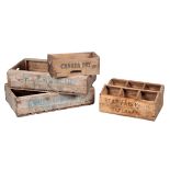 A GROUP OF NINE VINTAGE CRATES