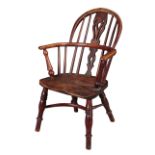 AN ELM AND YEW CHILD'S WINDSOR ARMCHAIR