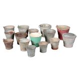A GROUP OF FIFTEEN GALVANISED BUCKETS