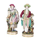 A PAIR OF EARLY 19TH CENTURY BLOOR DERBY PORCELAIN FIGURES - A FASIONABLE COUPLE