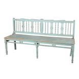 AN AESTHETIC STYLE BLUE-PAINTED HALL BENCH