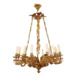 A FRENCH GILT-BRONZE TWELVE SCONCE ELECTROLIER IN REGENCE STYLE