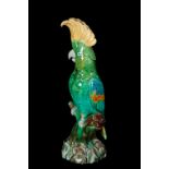 A MINTON MAJOLICA PARROT