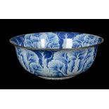 A BLUE AND WHITE WASH BOWL