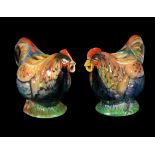 TWO ROOSTER PORCELAIN TEAPOTS