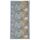 A SHEET FOUR 1990 SAMOA 2 LUA TALA BANK NOTES