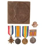 1914/15 TRIO AND PLAQUE TO 2ND LIEUTENANT WHITTLE DURH L I