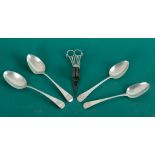 FOUR SILVER TABLE SPOONS