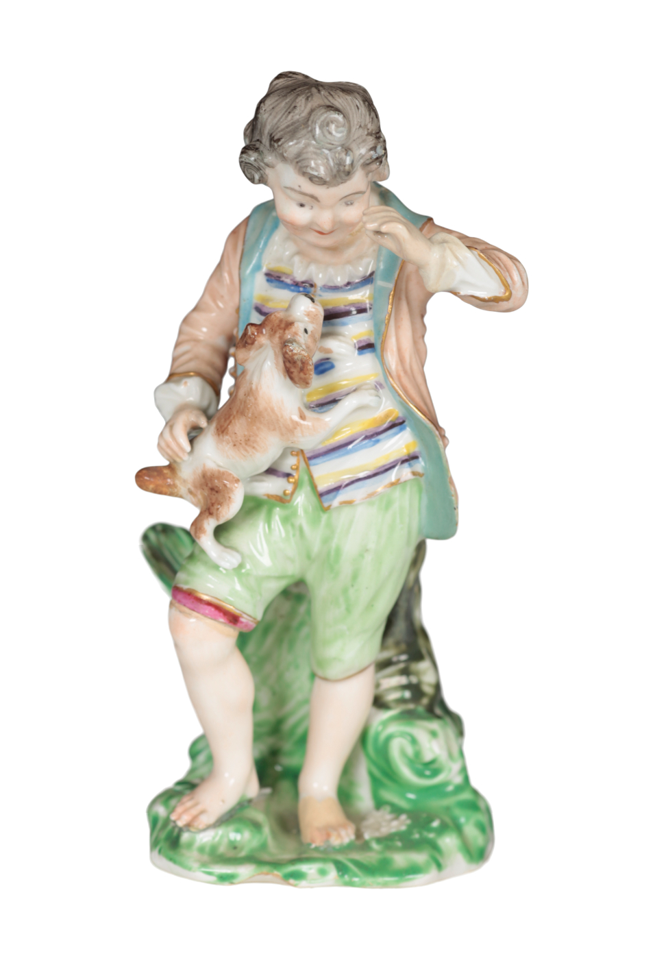 A PAIR OF 18TH CENTURY DUESBURY & CO DERBY PORCELAIN FIGURES - CHILDREN WITH ANIMALS - Image 2 of 4
