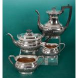 A VICTORIAN SILVER FOUR PIECE TEA AND COFFEE SERVICE BY BRAMWELL & CO