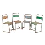 A MATCHED SET OF FOUR PAINTED METAL CHAIRS