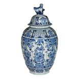 A DELFT VASE AND COVER