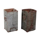 A PAIR OF GALVANISED METAL WASTEPAPER BINS