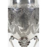 A LARGE AND IMPRESSIVE SILVER PLATED TROPHY