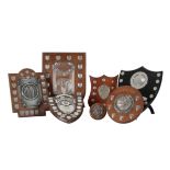 A COLLECTION OF SPORTING TROPHY SHIELDS
