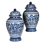 A PAIR OF BLUE AND WHITE PORCELAIN GINGER JARS