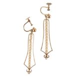 A PAIR Of GOLD AND SEED PEARL EARRINGS