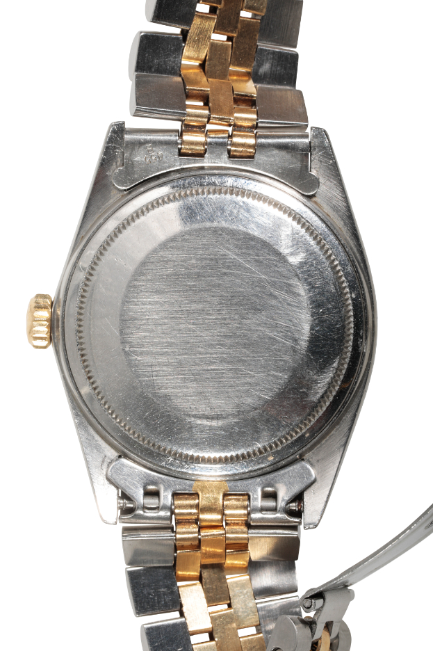 ROLEX OYSTER PERPETUAL DATE JUST: A GENTLEMAN'S GOLD AND STEEL BRACELET WATCH - Image 4 of 5