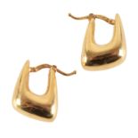 A PAIR OF MODERNIST 9CT GOLD HOOP EARRINGS