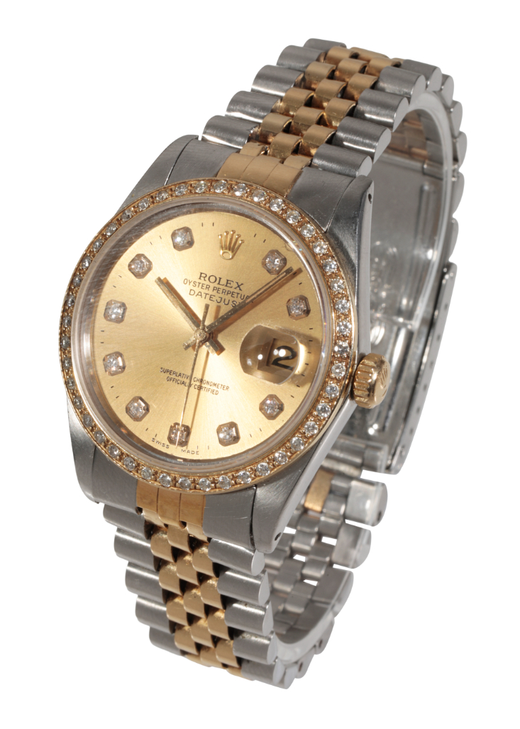 ROLEX OYSTER PERPETUAL DATE JUST: A GENTLEMAN'S GOLD AND STEEL BRACELET WATCH - Image 2 of 5