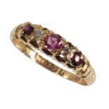 A VICTORIAN RUBY AND DIAMOND RING