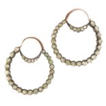 A PAIR OF 19th CENTURY PASTE-SET HOOP EARRINGS