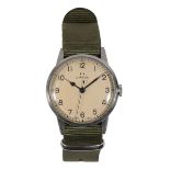 OMEGA: A GENTLEMAN'S MILITARY STAINLESS STEEL WRISTWATCH