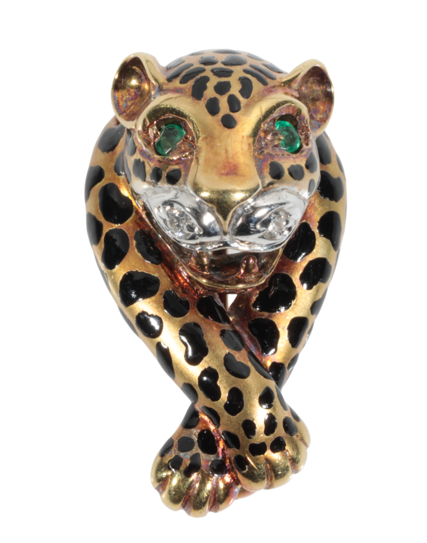 A SOUTH AFRICAN GOLD LEOPARD BROOCH