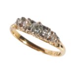 A VICTORIAN FIVE STONE DIAMOND RING