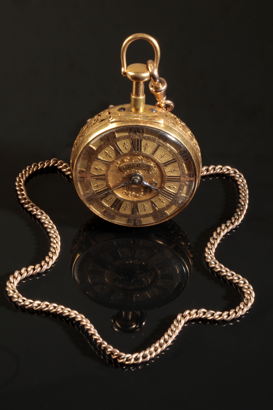 GEORGE GRAHAM (1673 - 1751): - No. 485 A FINE GEORGE I GOLD PEAR-CASED POCKET WATCH - Image 2 of 6