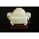 A CHINESE 'WHITE' JADE CENSER AND COVER