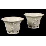 A PAIR OF CHINESE BLANC DE CHINE LIBATION CUPS