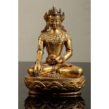 A SINO-TIBETAN GILT BRONZE AMITAYUS,