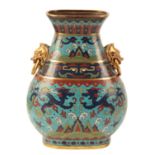 A FINE CHINESE CLOISONNE HU-SHAPED VASE