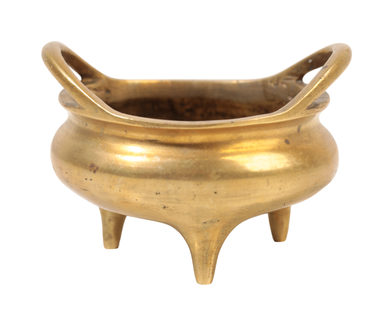 A CHINESE GILT BRONZE MINIATURE TRIPOD CENSER