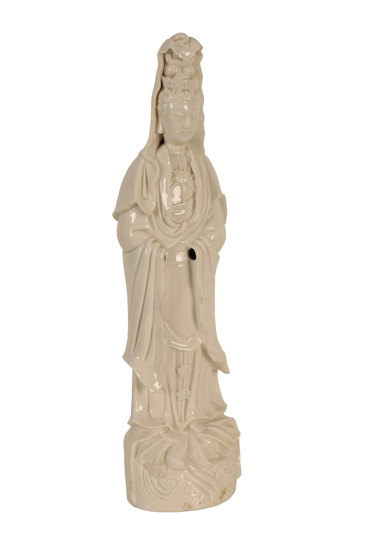 A DEHUA "BLANC DE CHINE" FIGURE OF GUANYIN