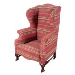 A VICTORIAN MAHOGANY WINGBACK ARMCHAIR