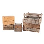 A GROUP OF NINE VINTAGE CRATES