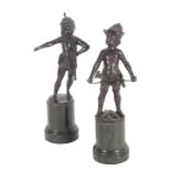 CONTINENTAL SCHOOL, TWO BRONZE MODELS OF CUPID